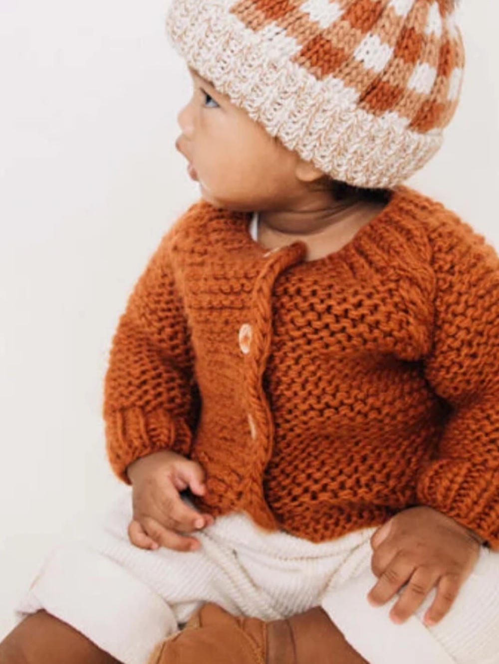 New! Huggalugs Garter Stich Sweater Cardigan in Chili Size 6-12 Months